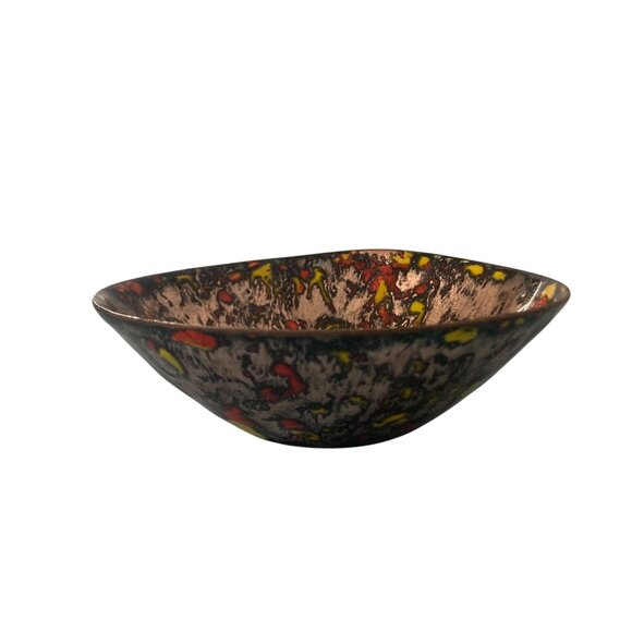 Mid Century Modern Enamel Copper Bowl Orange Yellow - Picture 4 of 9